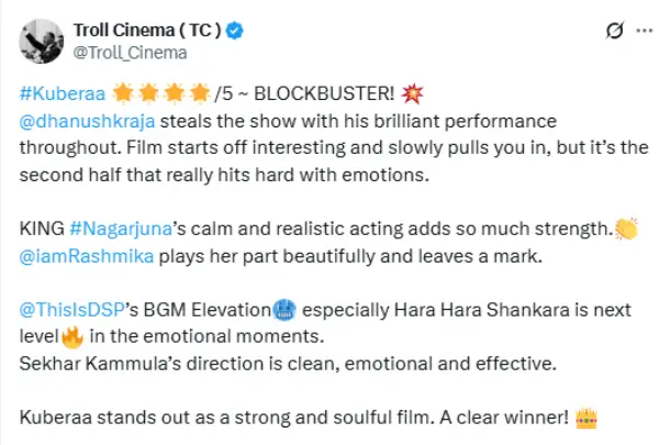 ஆடியோ லான்ச் ப்ரொமோஷன் கை கொடுத்ததா.? தனுஷின் குபேரா ட்விட்டர் விமர்சனம் - Cinemapettai 6 1750398315 11 ஆடியோ லான்ச் ப்ரொமோஷன் கை கொடுத்ததா தனுஷின் குபேரா ட்விட்டர் விமர்சனம்.webp